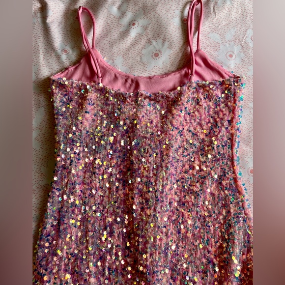 LUCY IN THE SKY Iridescent Pink Sequin Mini Bodycon Dress Size Small - Picture 11 of 15